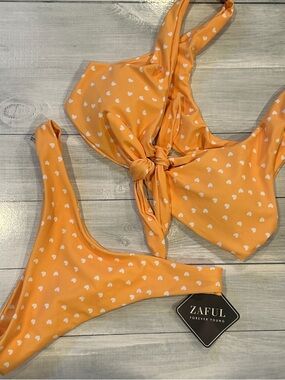 Zaful Sz 4 Heart Print Tie-Front Bikini • NWT!